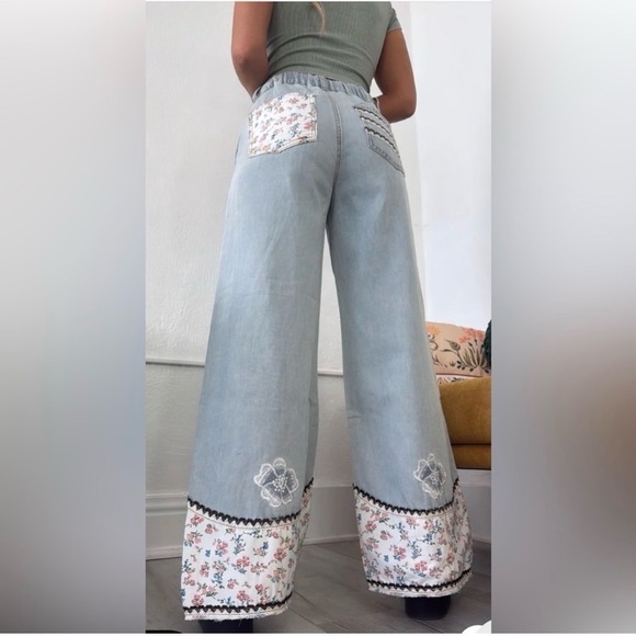 POL Wide Leg Light Blue Patchwork Jean “The Nantucket 2” Size S - Picture 8 of 10